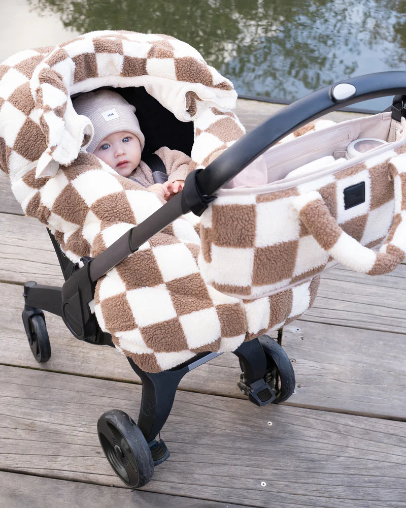 7 AM Enfant Car Seat Cocoon- Checker Berber - Image 8