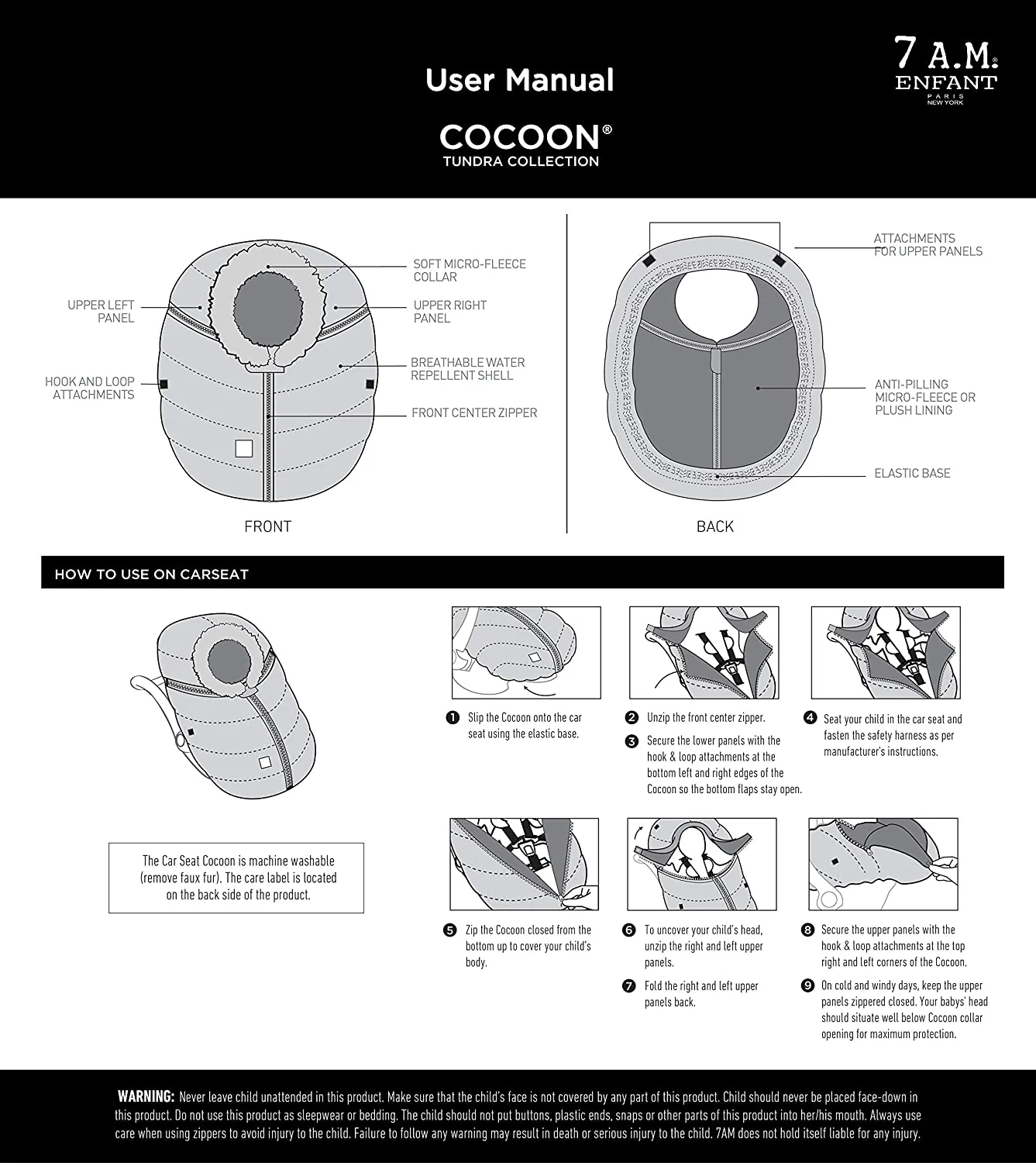 7AM Enfant Faux Fur Car Seat Cocoon - Image 16