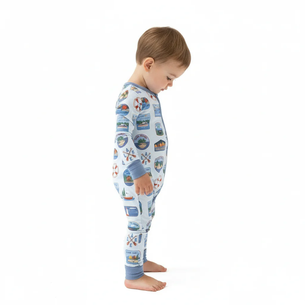 Angel Dear 2 Way Zipper Romper- Lake Stickers - Image 3