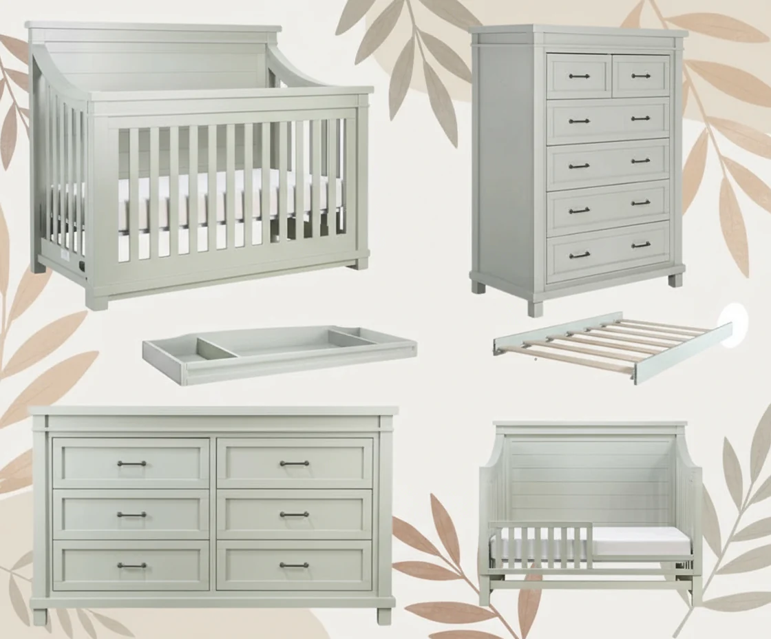 Baby Appleseed Rowan Flat Top Convertible Crib - Sage - Image 6