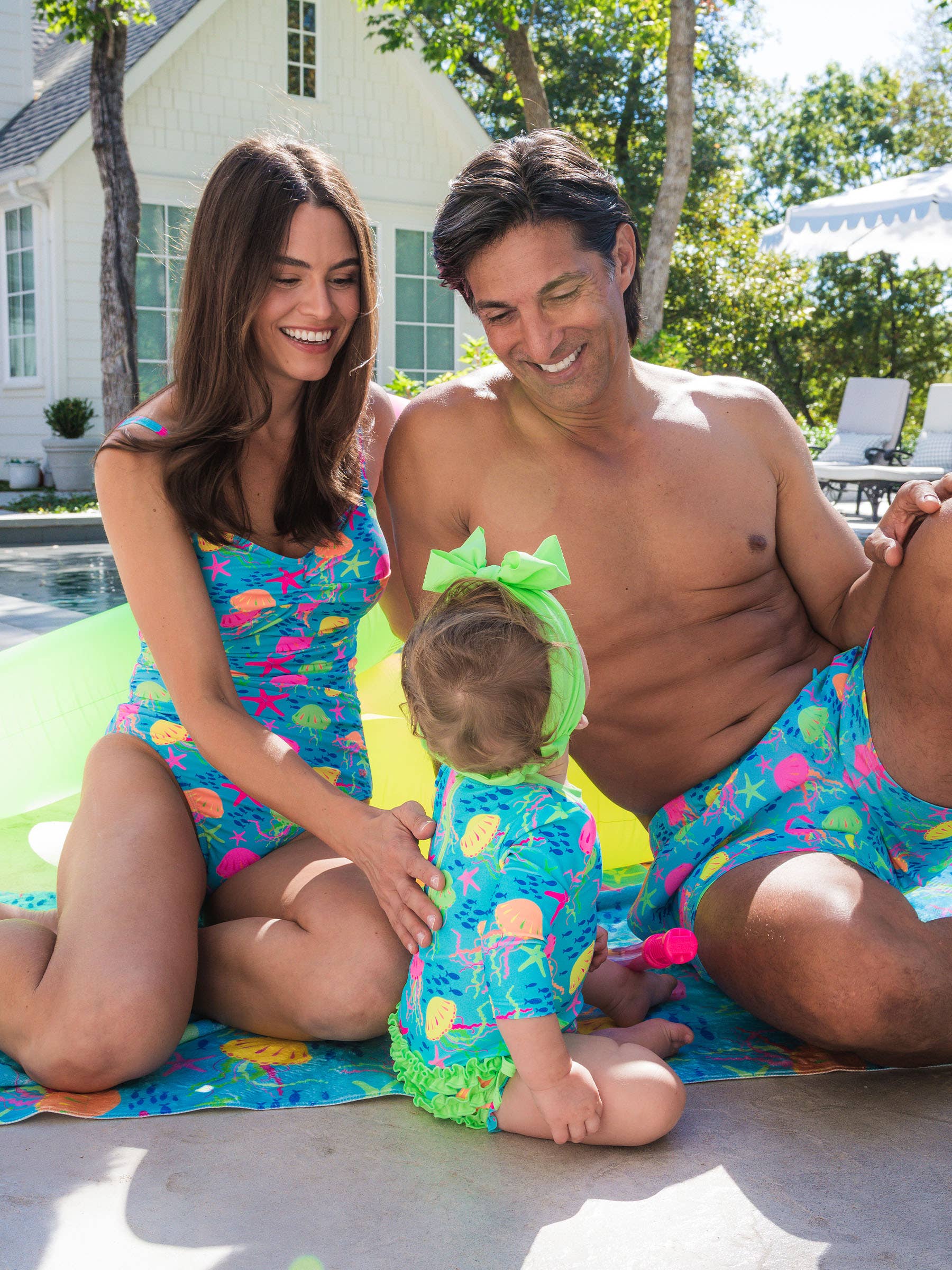 RuffleButts + RuggedButtsLong Sleeve One Piece Rash Guard Swimsuit - Neon Jelly Time - Image 6