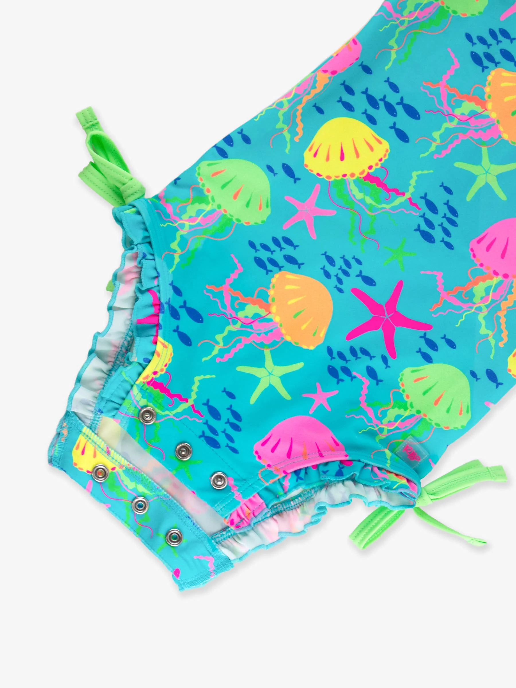 RuffleButts + RuggedButtsLong Sleeve One Piece Rash Guard Swimsuit - Neon Jelly Time - Image 8