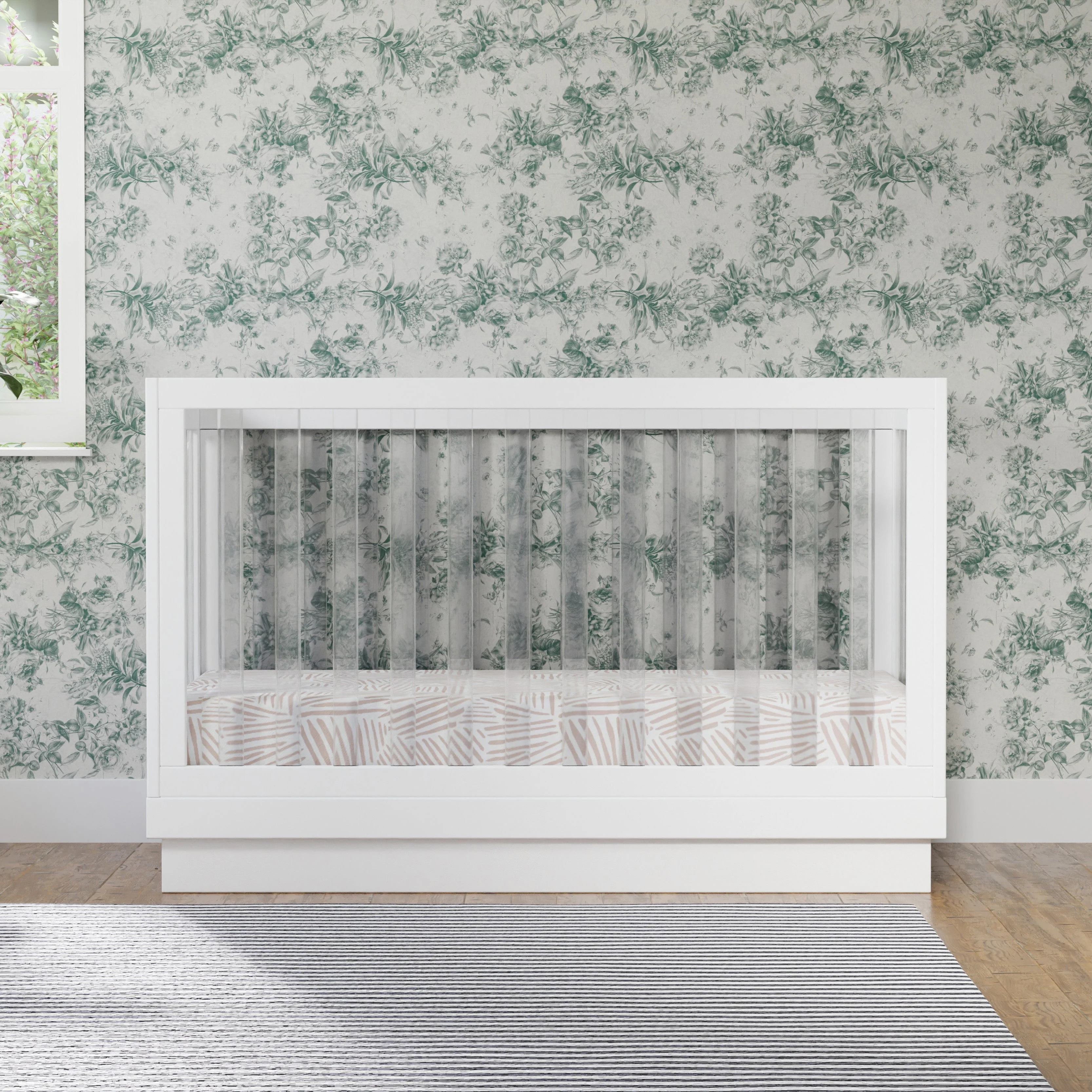 Babyletto Harlow Acrylic 3-in-1 Convertible Crib with Toddler Bed Conversion Kit