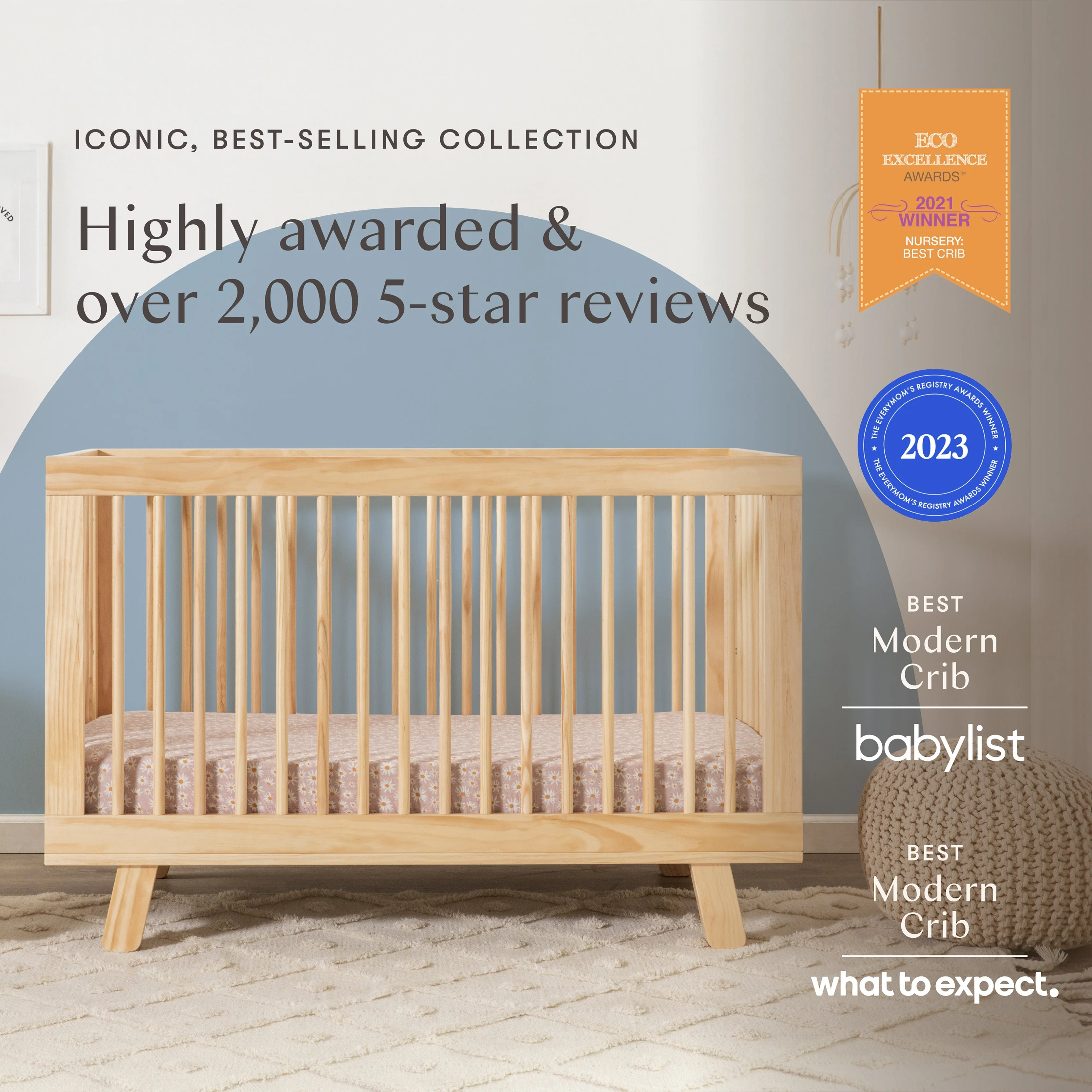 Babyletto Hudson 3-in-1 Convertible Crib with Toddler Bed Conversion Kit - Image 13