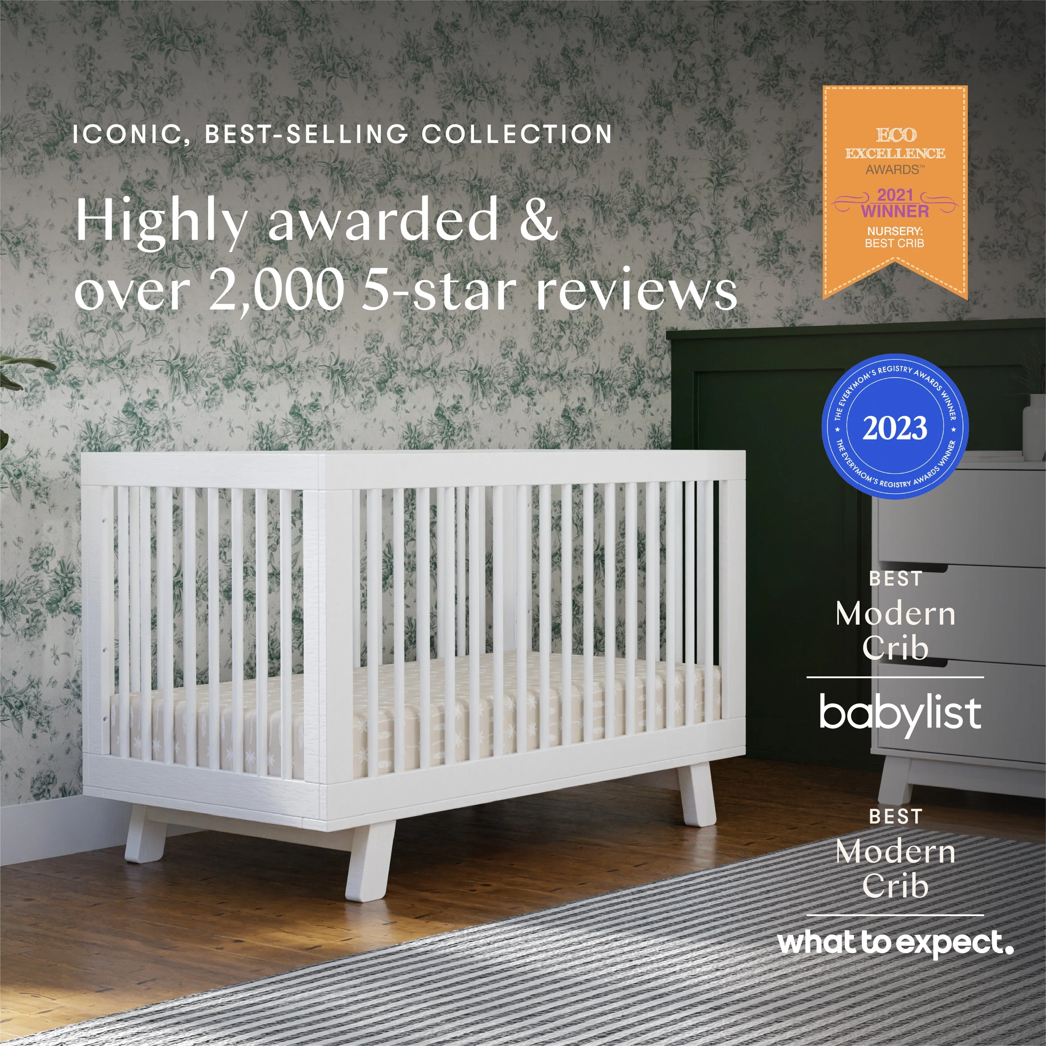 Babyletto Hudson 3-in-1 Convertible Crib with Toddler Bed Conversion Kit - Image 74