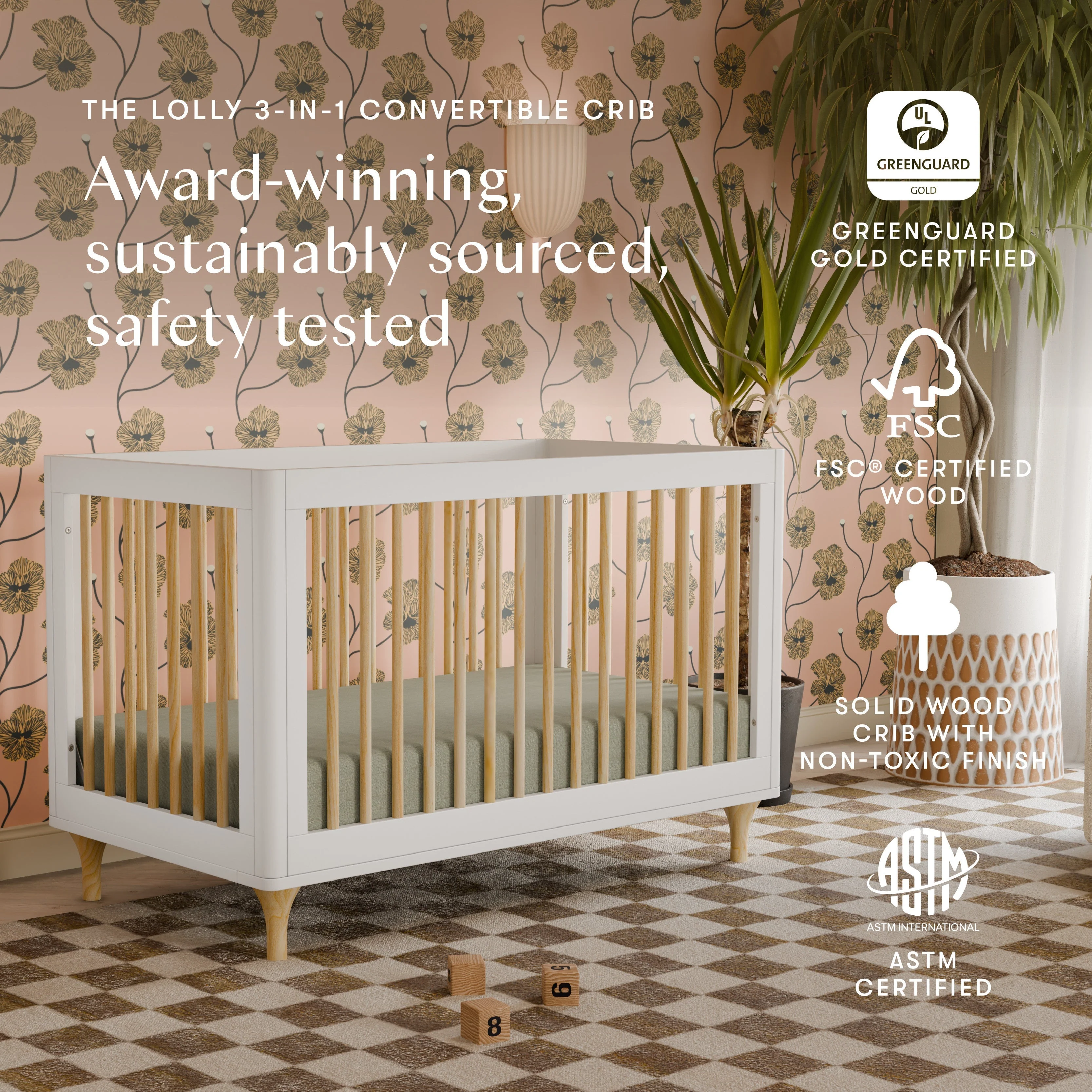 Babyletto Lolly 3-in-1 Convertible Crib with Toddler Bed Conversion Kit - Image 3