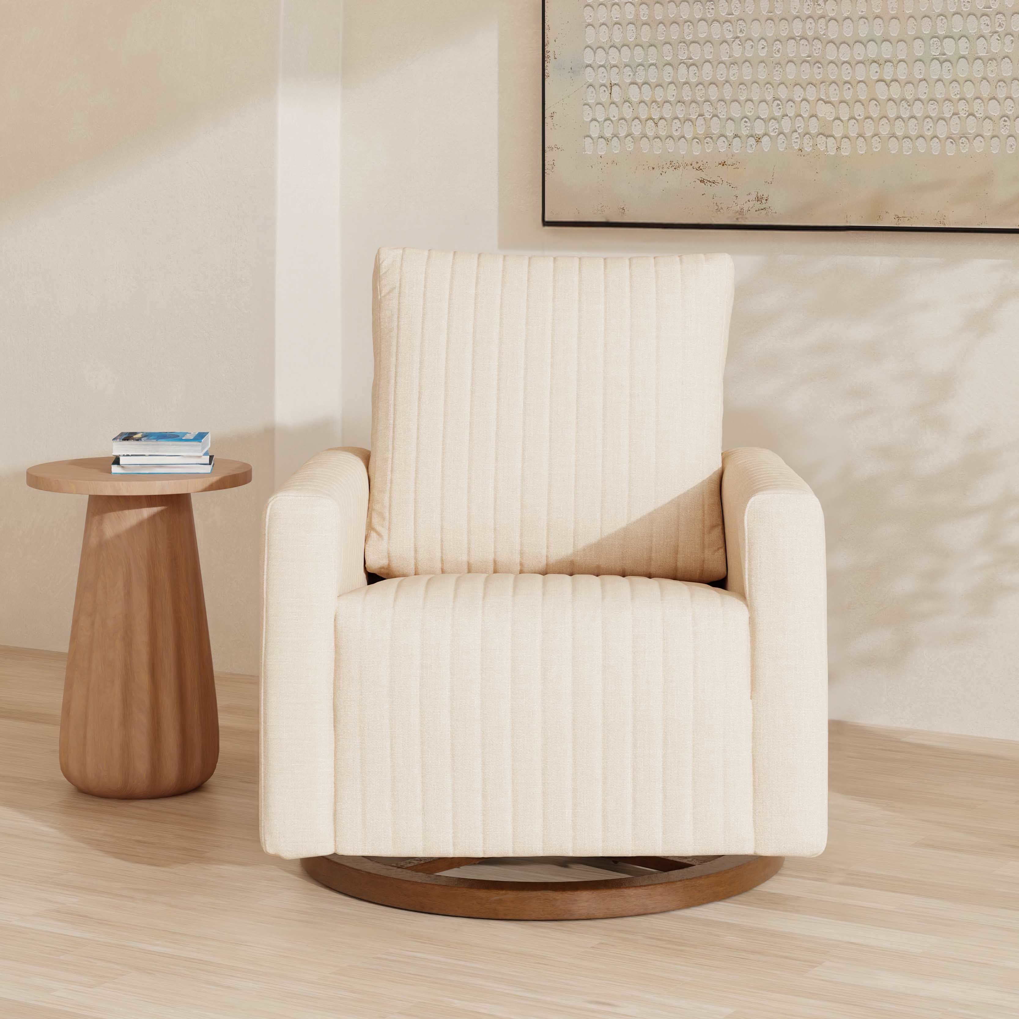 Babyletto Poe Channeled Swivel Glider in Eco-Performance Fabric | Water Repellent & Stain Resistant - Image 2