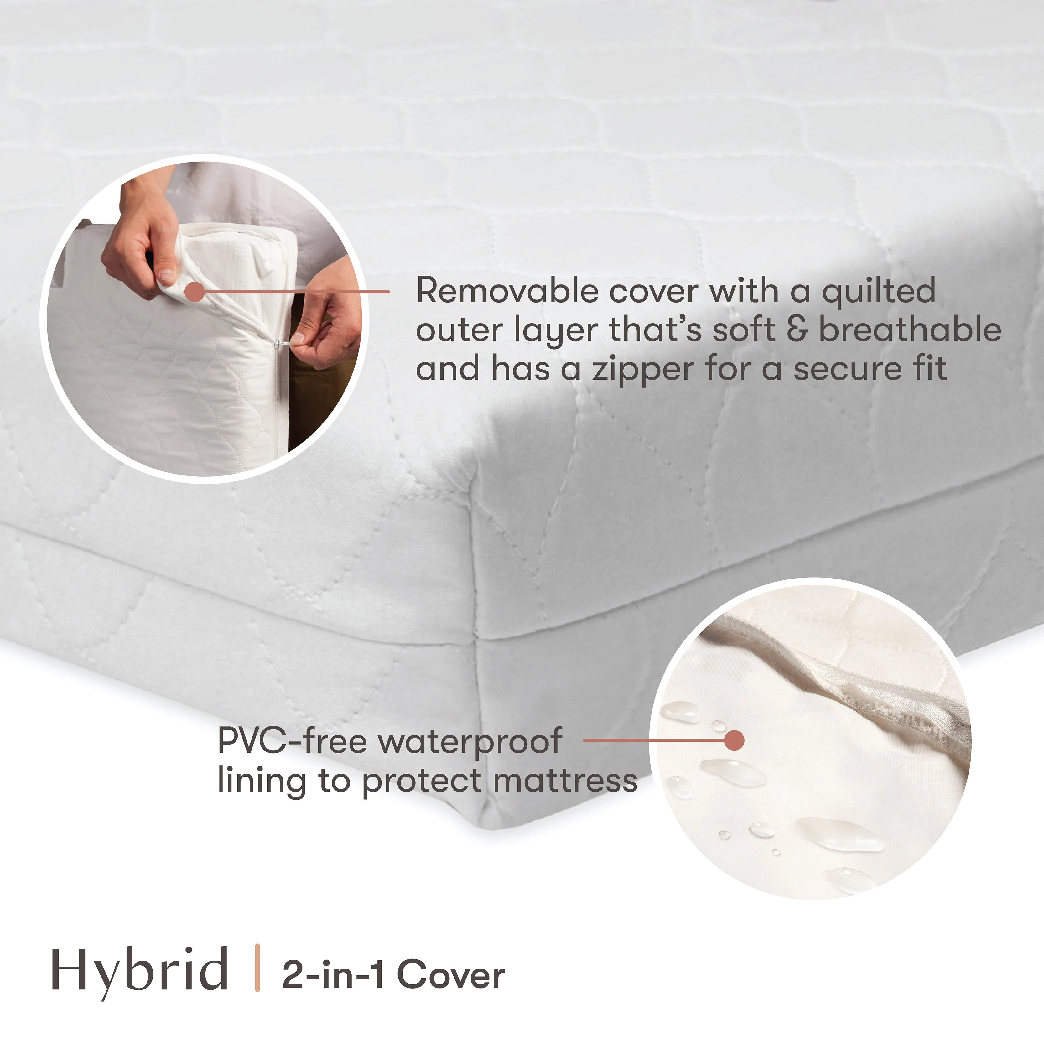 Babyletto Pure Core Mini Crib Mattress w/ Hybrid Quilted Waterproof Cover (Lightweight) - Image 4