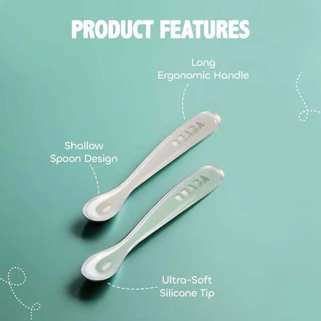 Beaba Silicone Spoons - 4 pk Sage - Image 4
