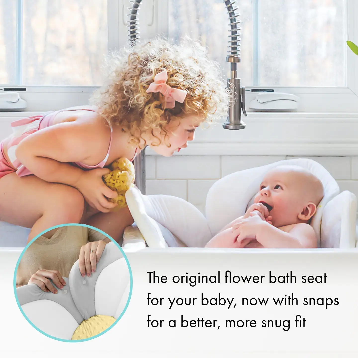 Blooming Bath Lotus Baby Bath Seat - Grey/Yellow - Image 2