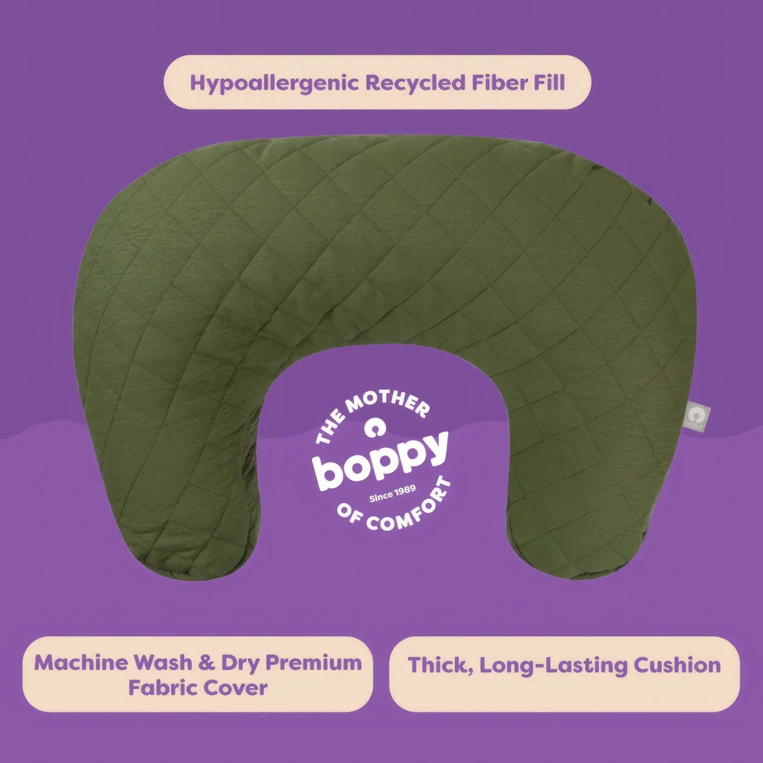 Boppy Nursing Pillow Luxe - Quilted Moss - Image 4