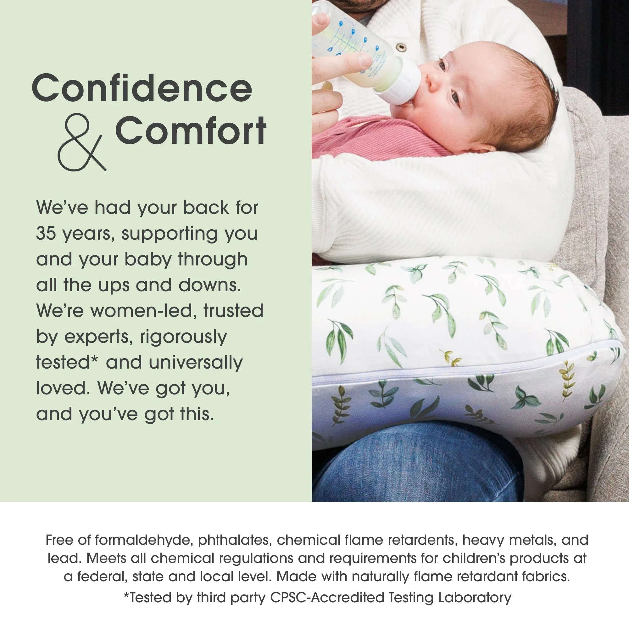 Boppy Nursing Pillow Organic Cotton Cover - Green Leaves - Image 5