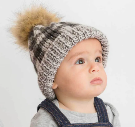 Huggalugs Grey Buffalo Check Beanie - Image 4