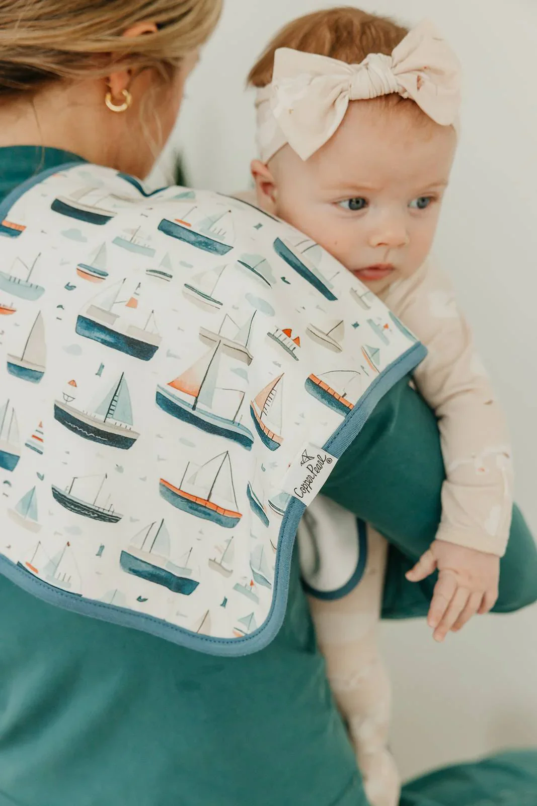 Copper Pearl Fischer Sailboat Burp Cloths - Image 2