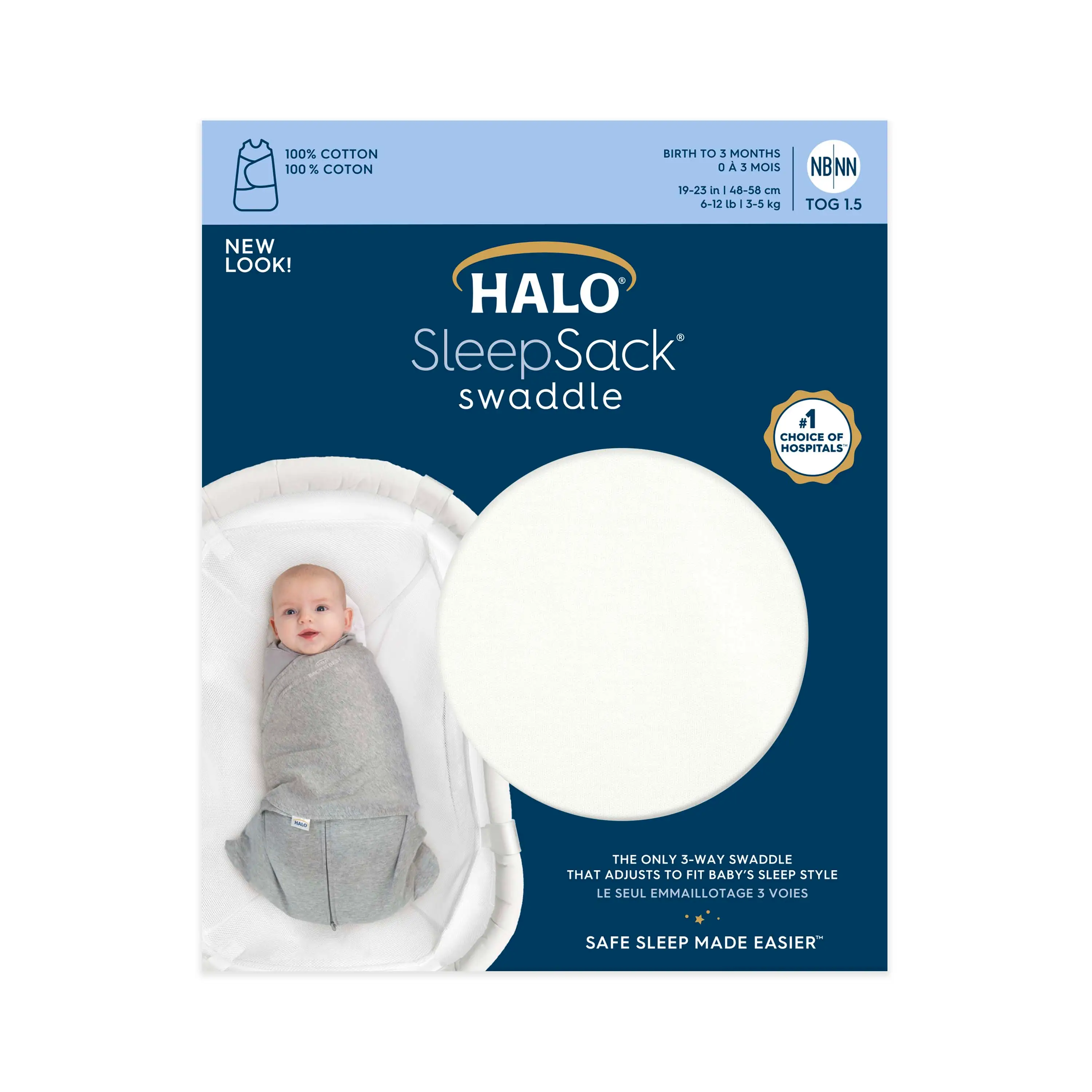 Halo Sleepsack Swaddle 100% Organic Cotton - Cream NB & Preemie 1.5 Tog - Image 4