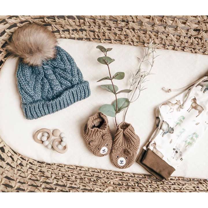 Huggalugs Slate Blue Pom Pom Beanie - Image 3