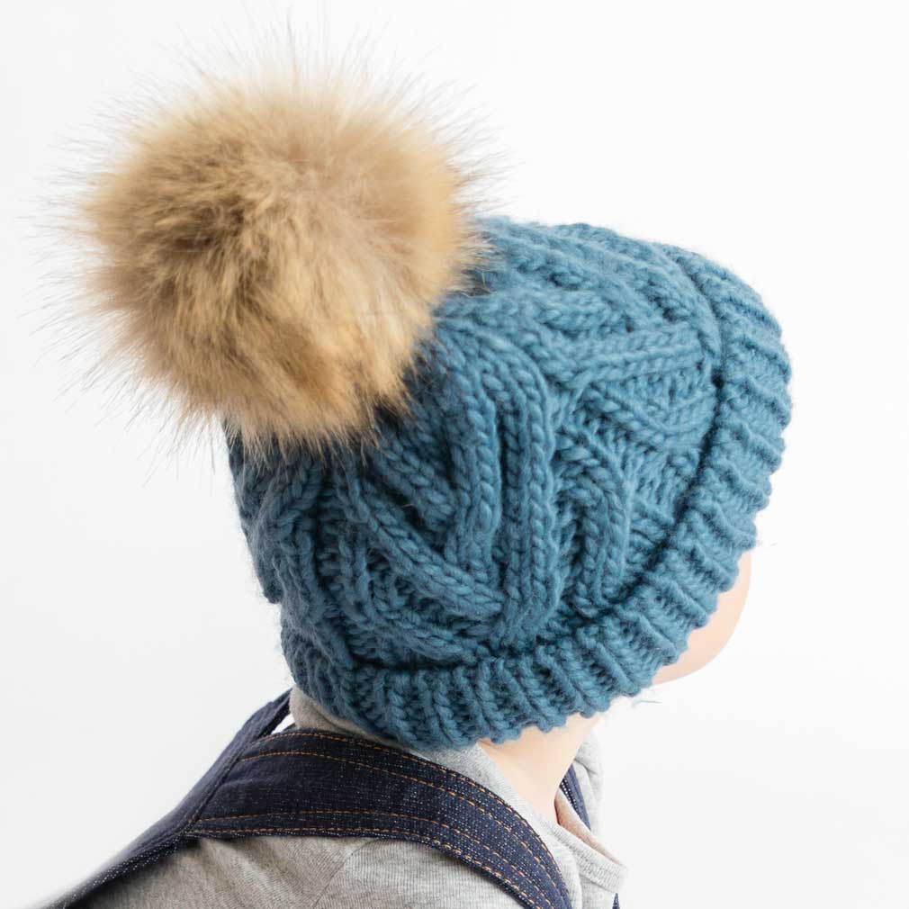 Huggalugs Slate Blue Pom Pom Beanie - Image 4