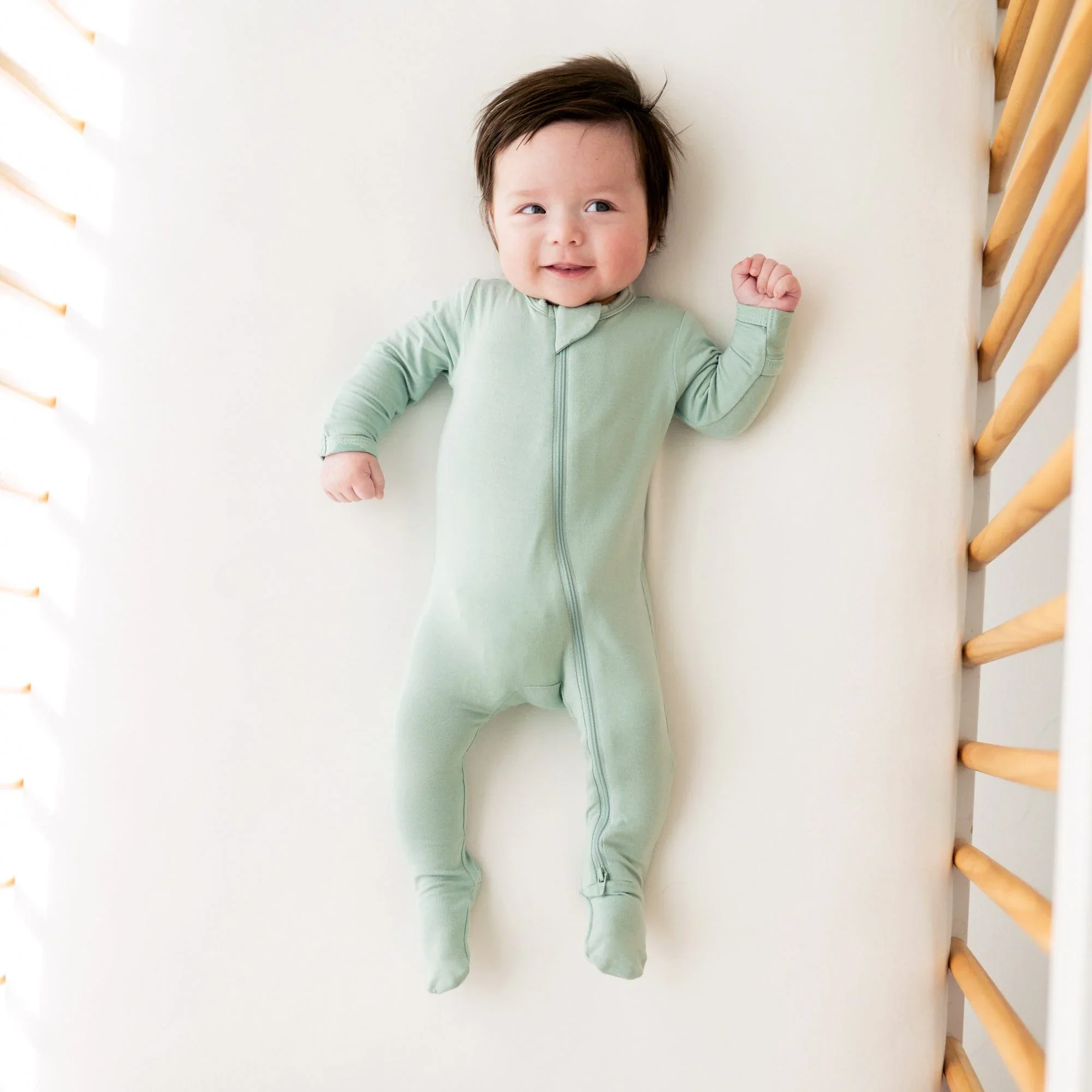 Kyte Baby Zipper Footie - Sage - Image 2