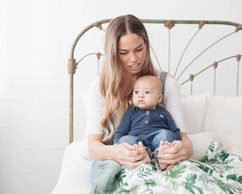 Little Unicorn Cotton Muslin Swaddle - Tropical Leaf - Image 4