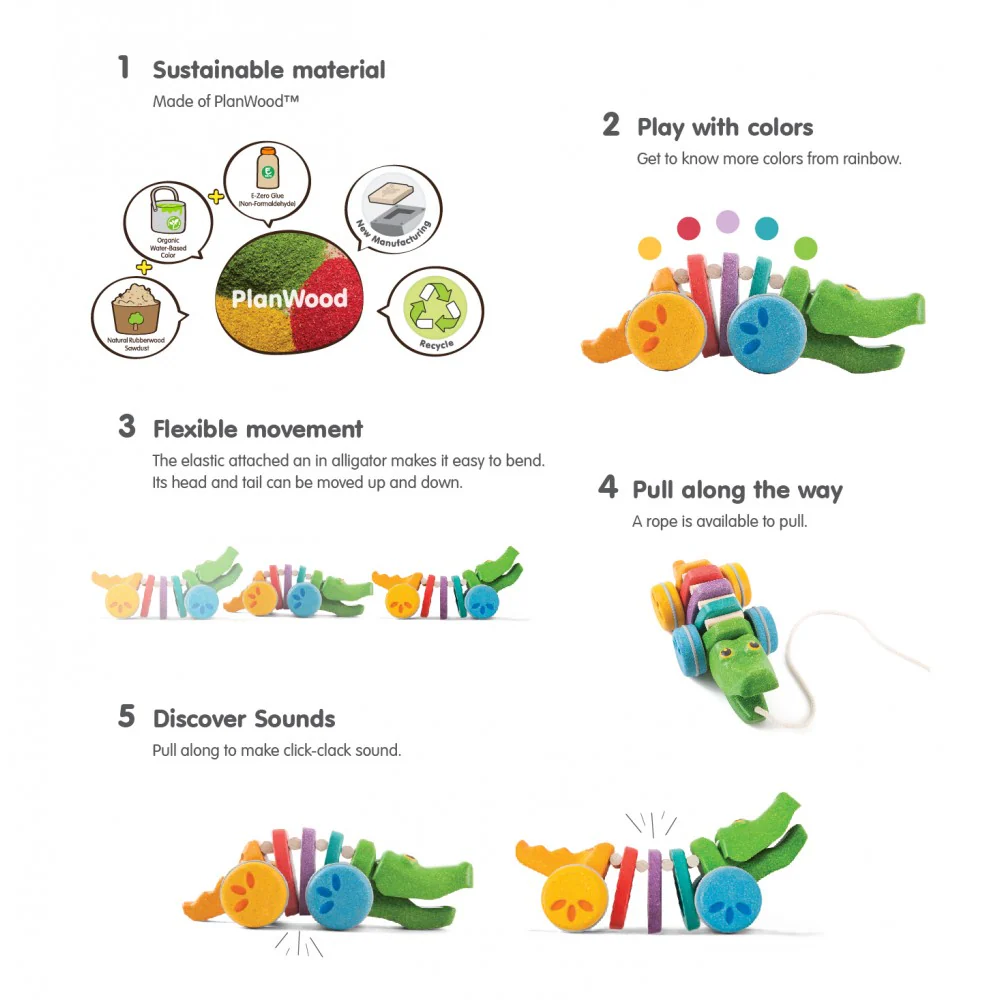 Rainbow Alligator Pull Toy - Image 3