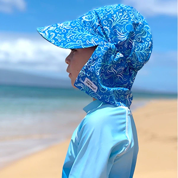 Flappy Happy Kids Upf 50+ Original Flap Summer Hat - Calypso Sea - Image 2