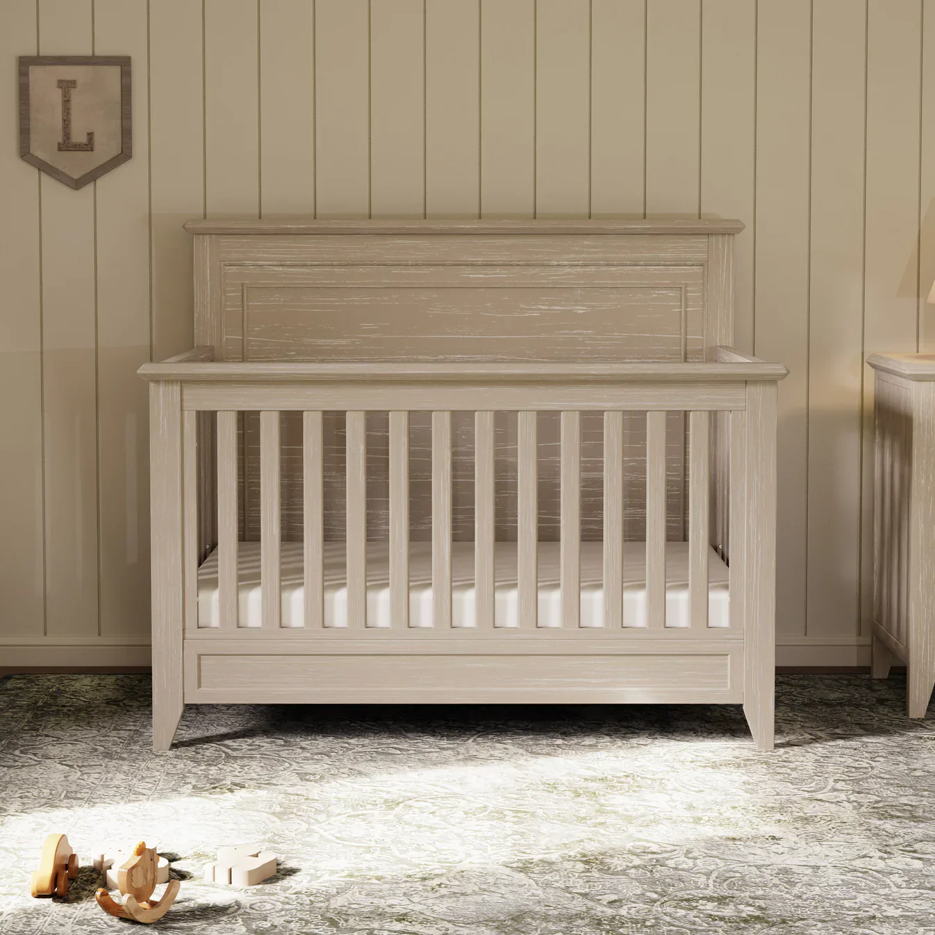 Monogram by Namesake Barrow Rustic 4-in-1 Convertible Flat Top Crib