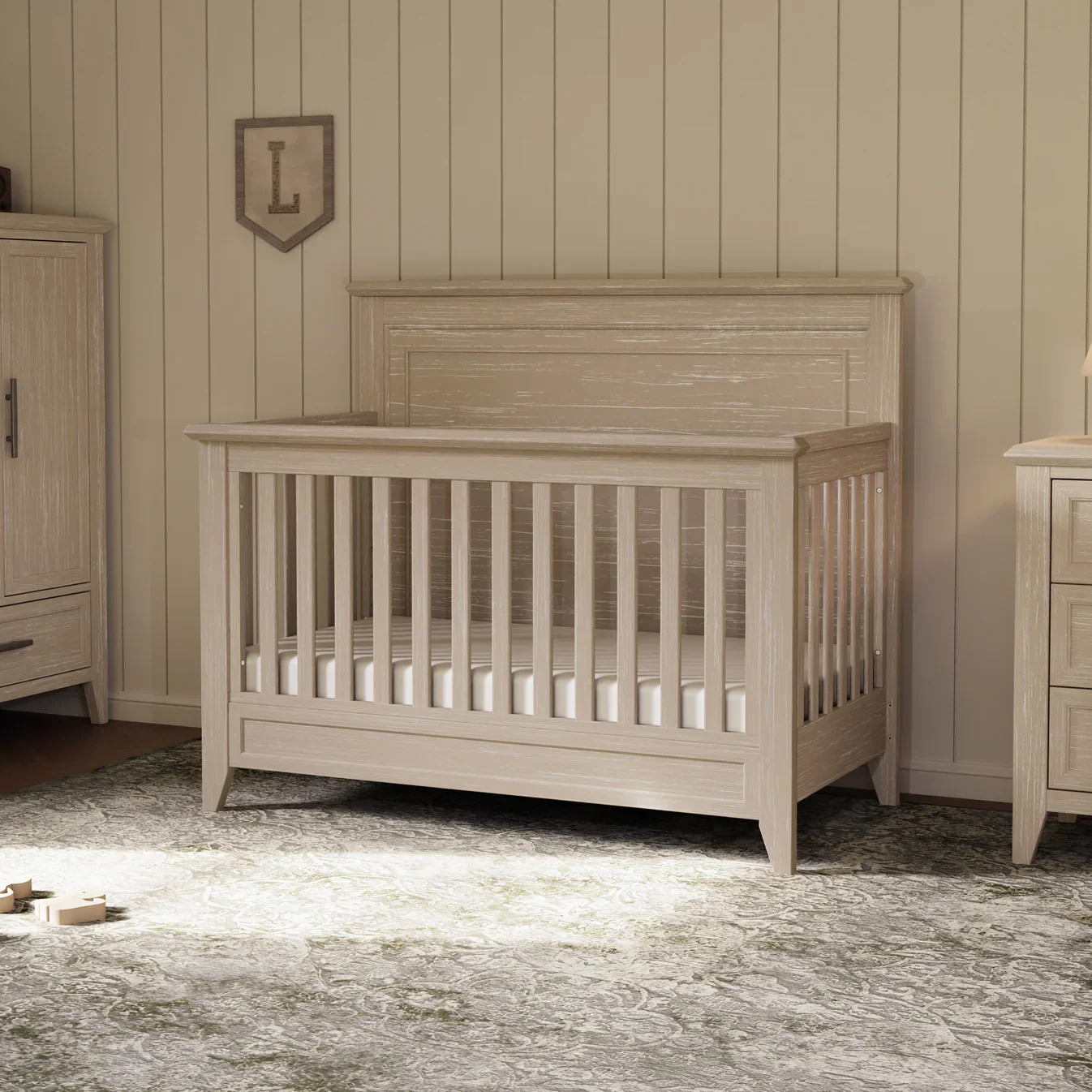 Monogram by Namesake Barrow Rustic 4-in-1 Convertible Flat Top Crib - Image 2