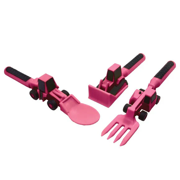 Pink Construction 3 Piece Feeding Set - Image 2