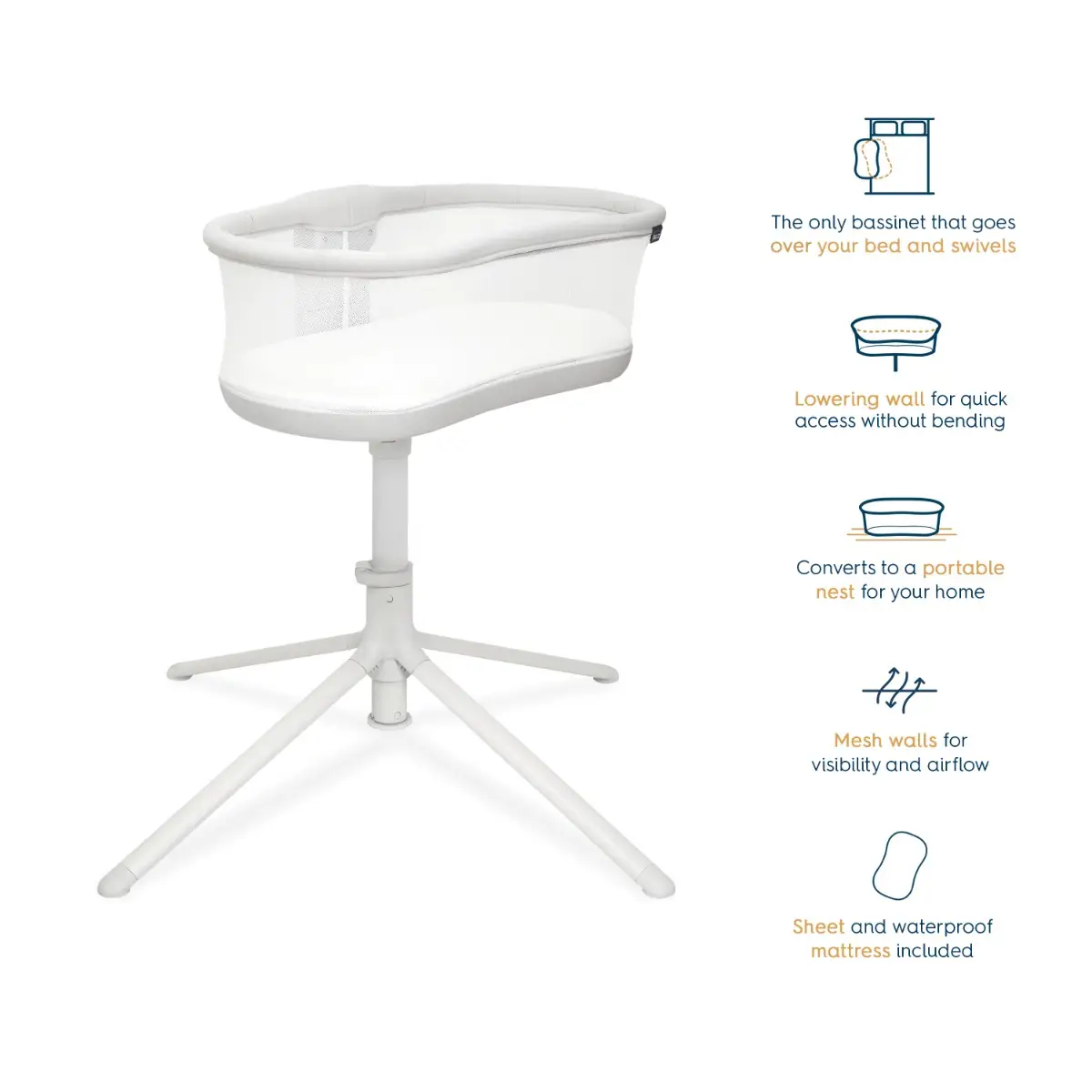 HALO BassiNest Swivel Sleeper 3.0 Solid Grey - Image 6