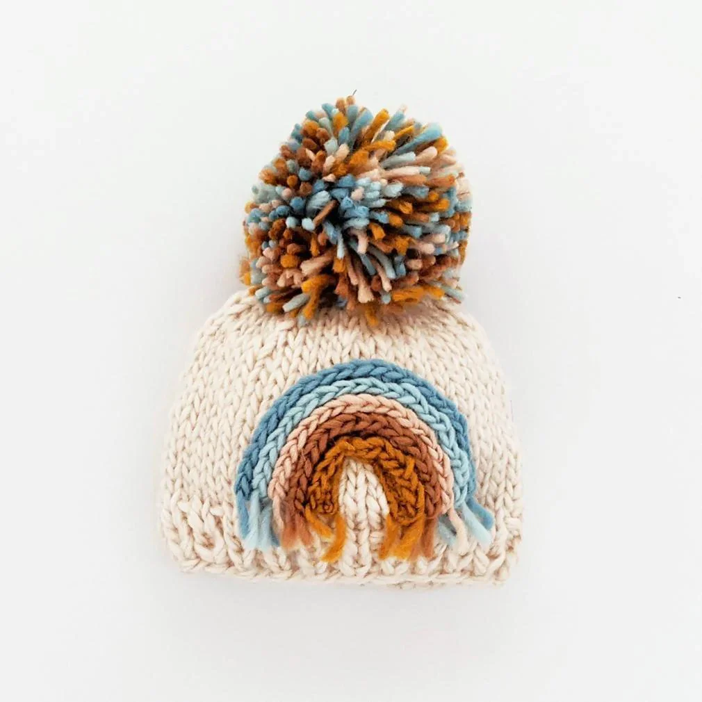 Huggalugs Teal Rainbow Knit Beanie - Image 3