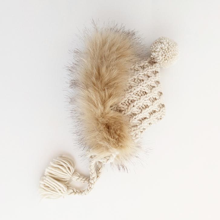 Huggalugs Natural Fur Bonnet - Image 4