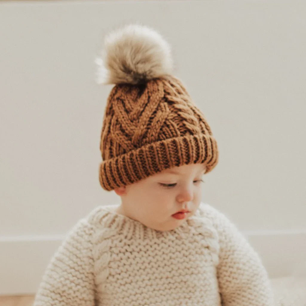 Huggalugs Pecan Pom Pom Beanie - Image 3
