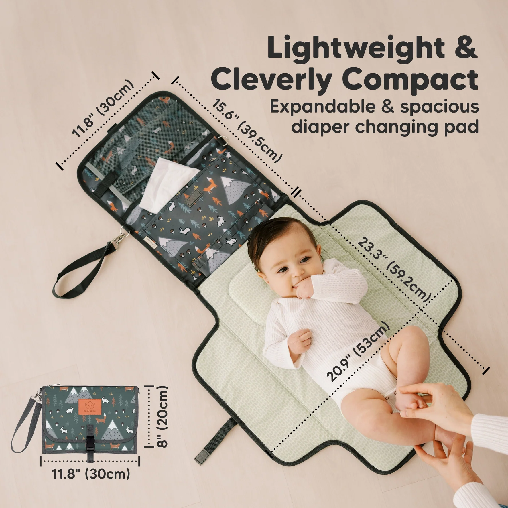 KeaBabies Ezee Portable Diaper Changing Pad - Woods - Image 7