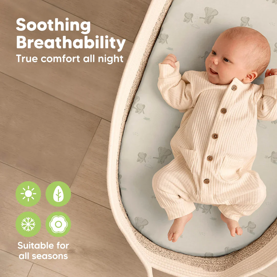 2 - Pack KeaBabies Soothe Fitted Bassinet Sheets - Image 3