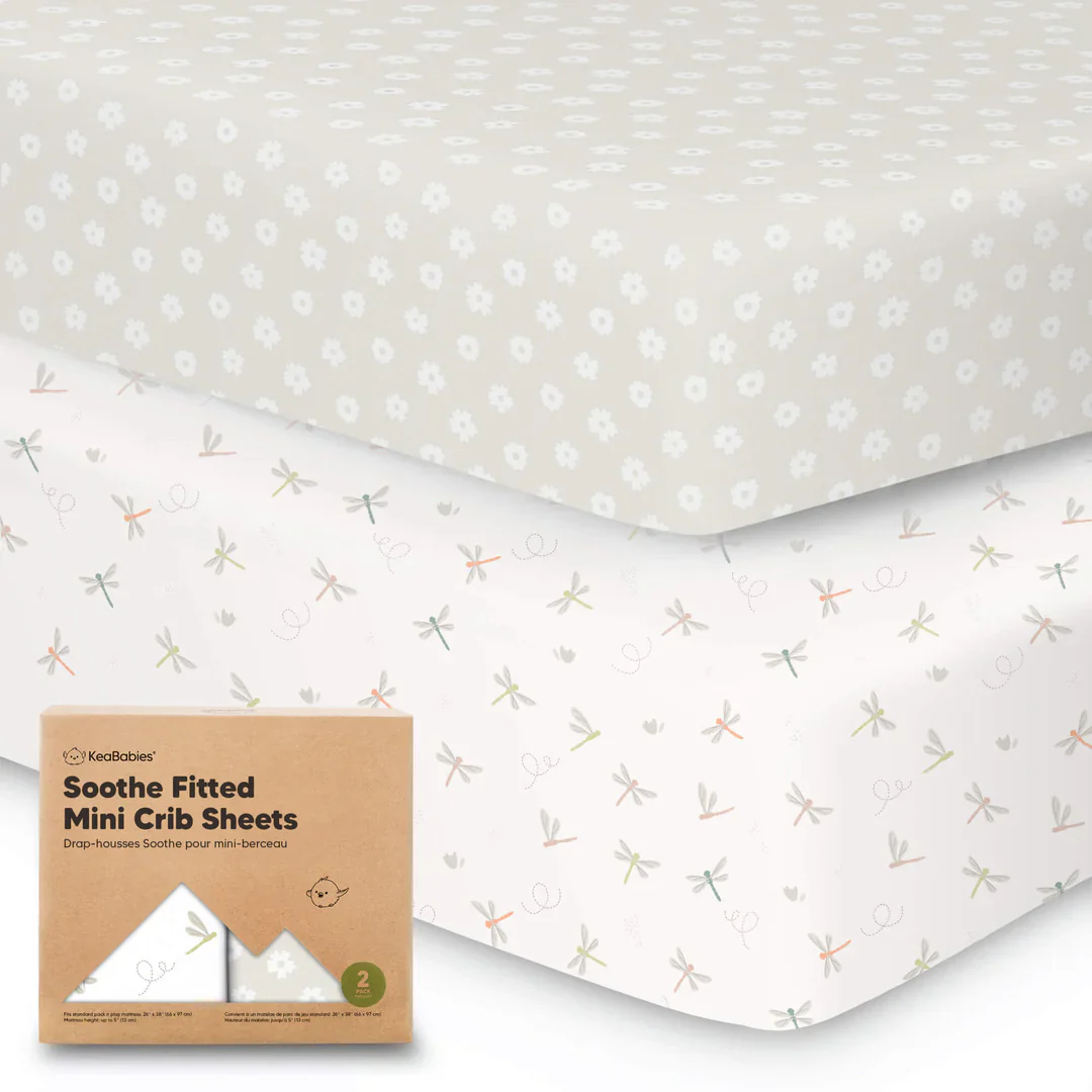 2 - Pack KeaBabies Soothe Fitted Mini Crib Sheets