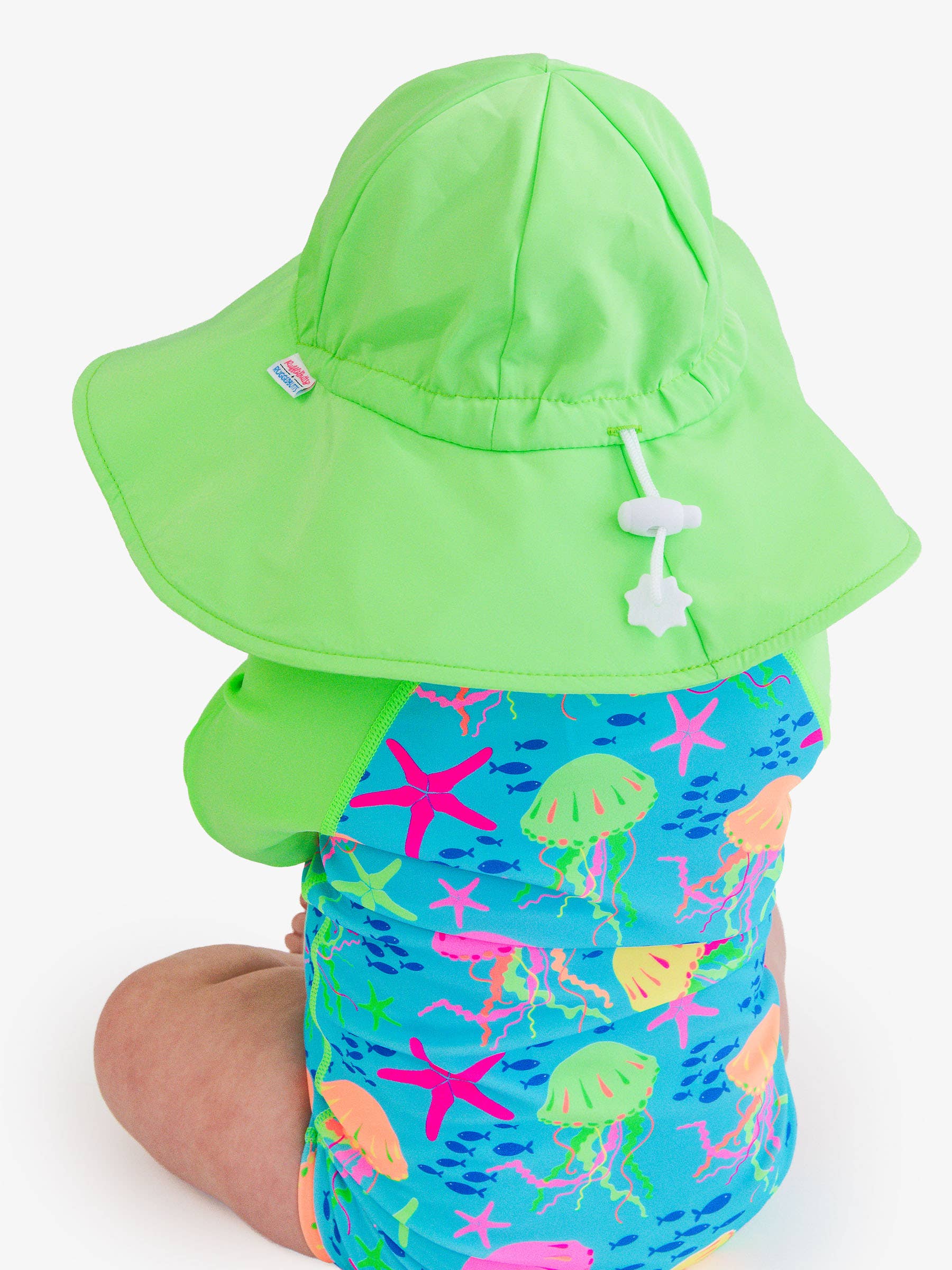 RuffleButts + RuggedButts Sun Protective Hat - Neon Honeydew - Image 3