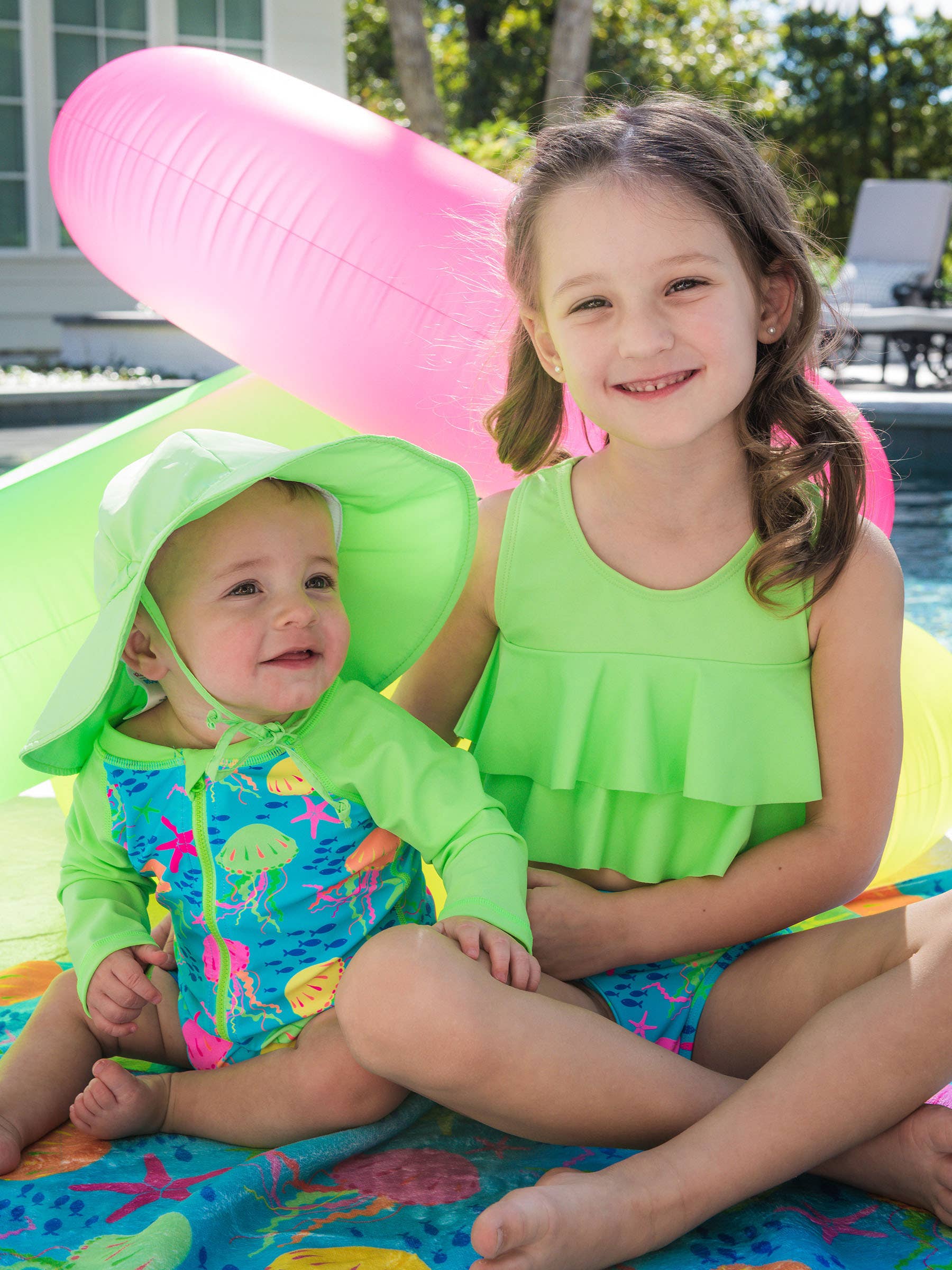 RuffleButts + RuggedButts Sun Protective Hat - Neon Honeydew - Image 5