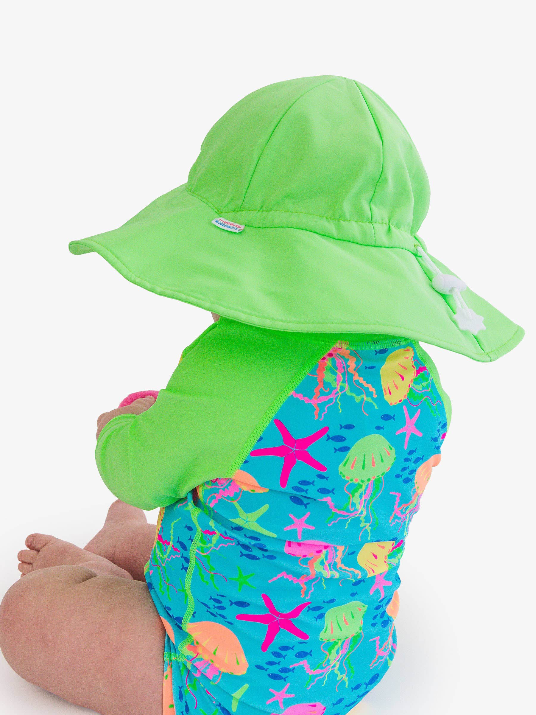 RuffleButts + RuggedButts Sun Protective Hat - Neon Honeydew - Image 6