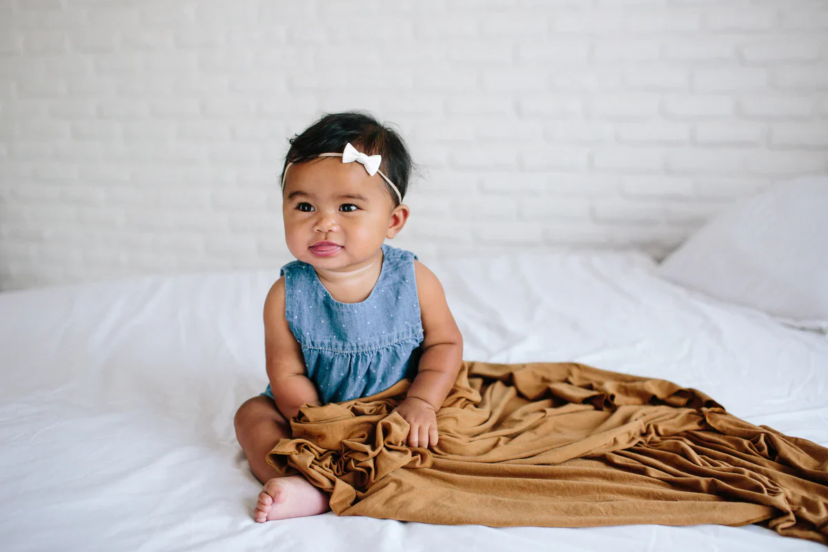 Knit Swaddle Blanket - Camel - Image 2