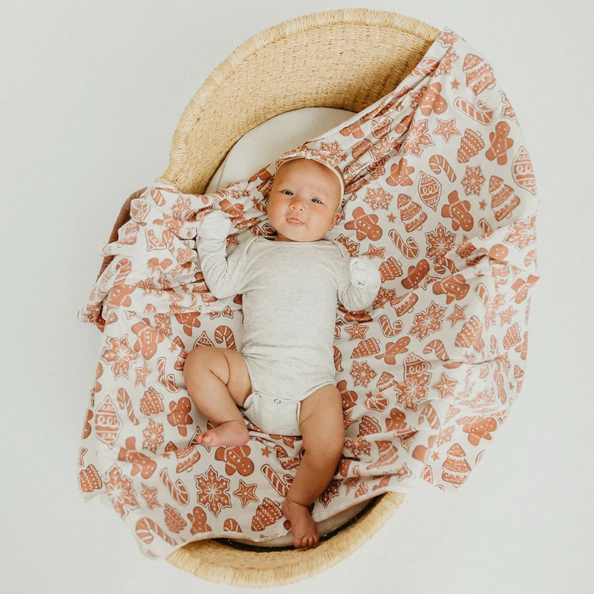 Knit Swaddle Blanket- Gingerbread - Image 2