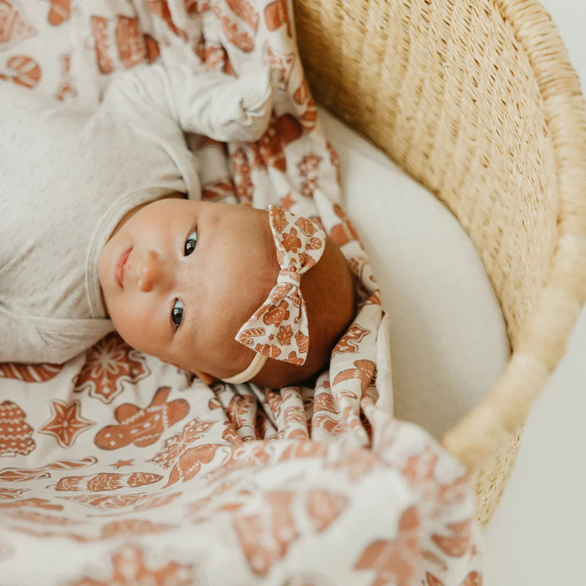 Knit Swaddle Blanket- Gingerbread - Image 3