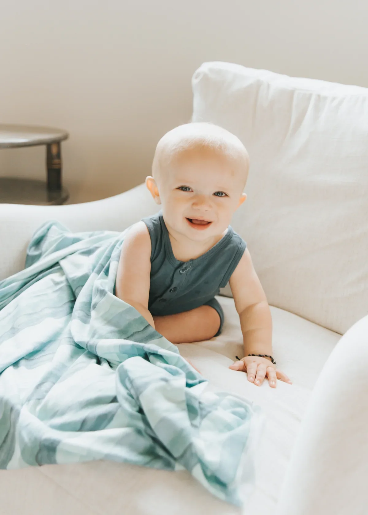 Knit Swaddle Blanket - Waves - Image 2
