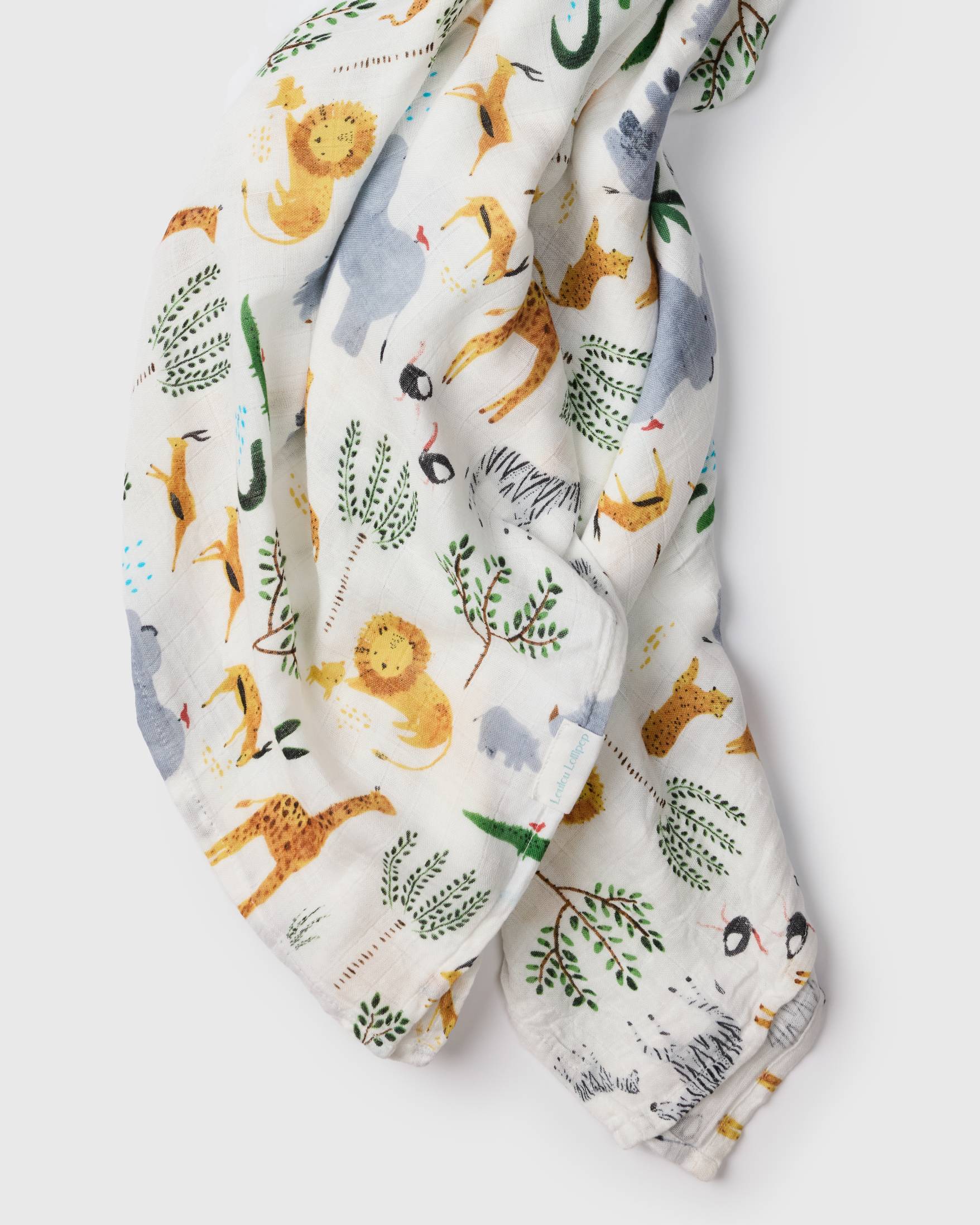 Loulou Lollipop Muslin Swaddle - Safari Jungle - Image 3