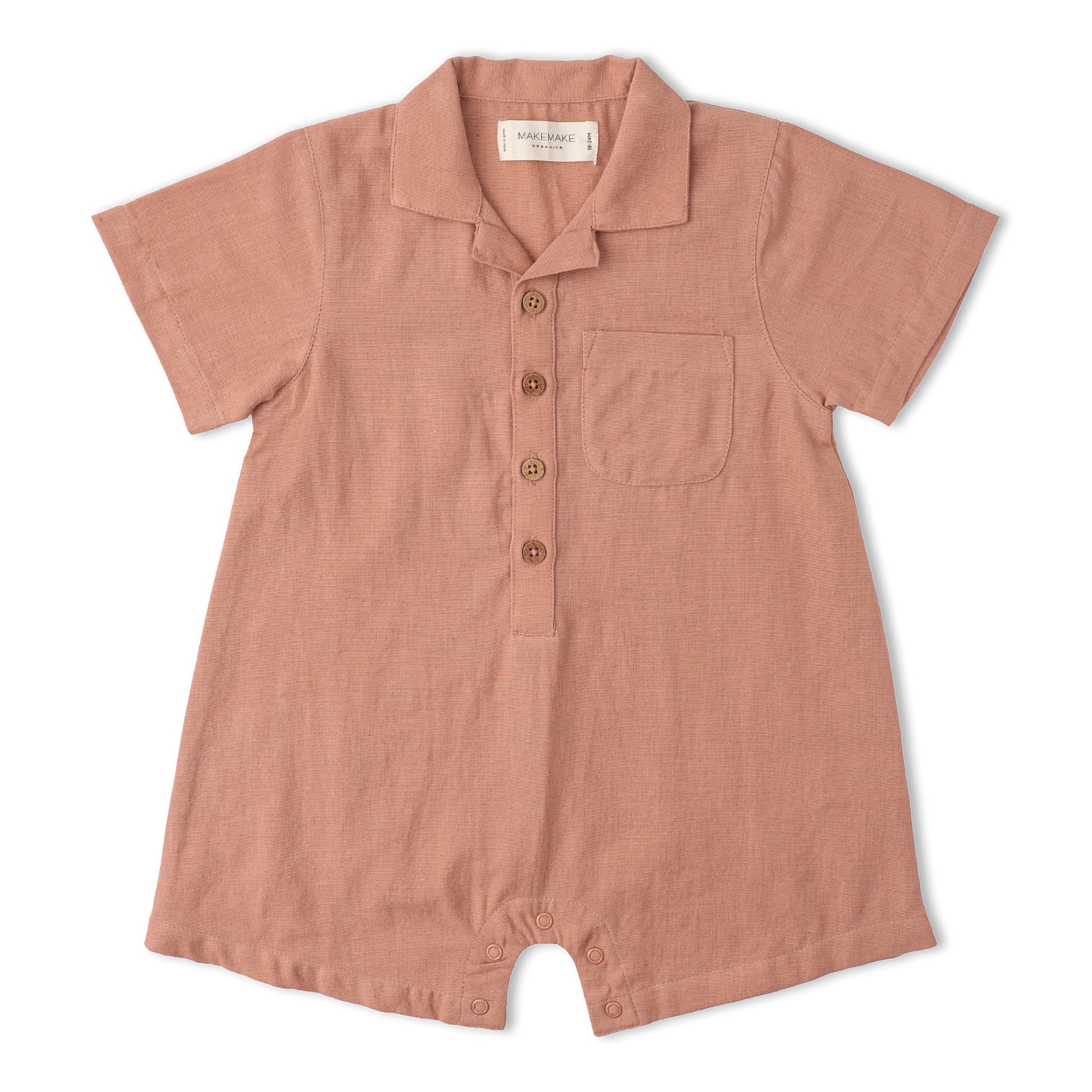 Makemake Organic Collared Romper - Clay