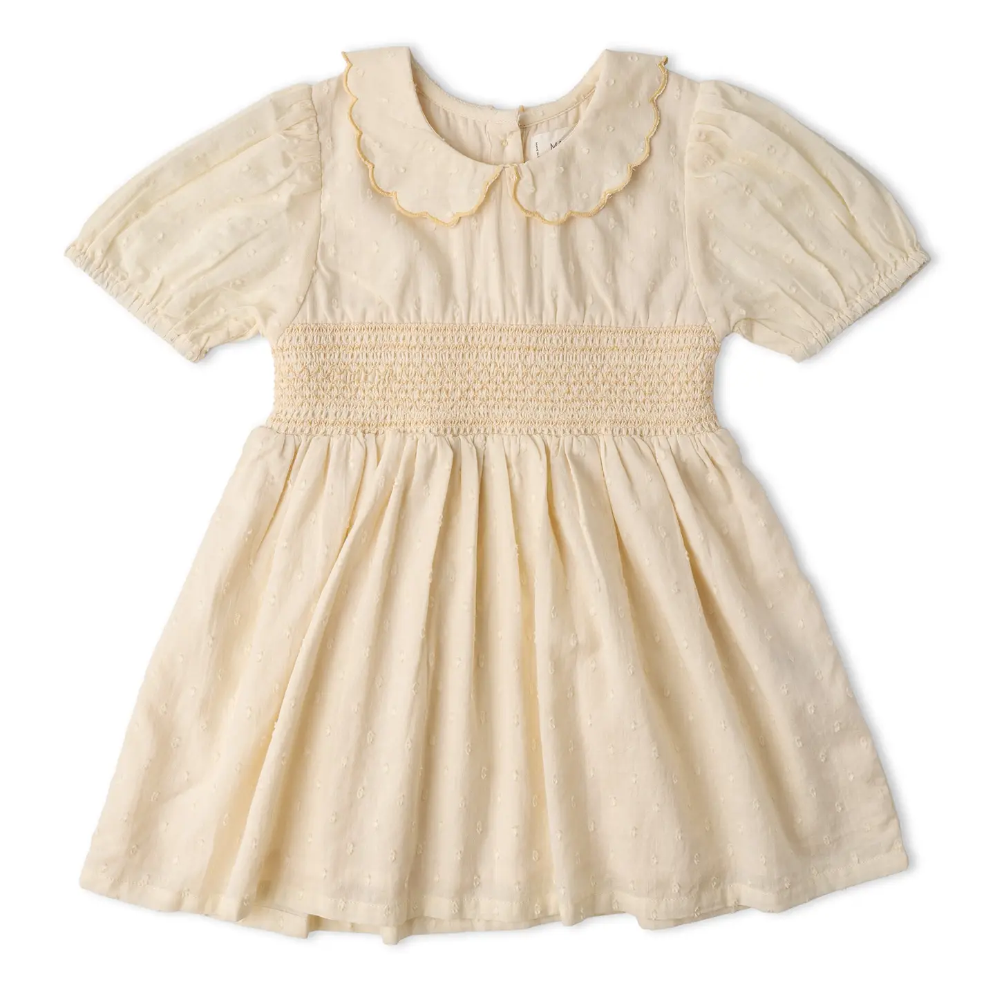 Makemake Organics Smocked Collar Dress - Butter Yellow