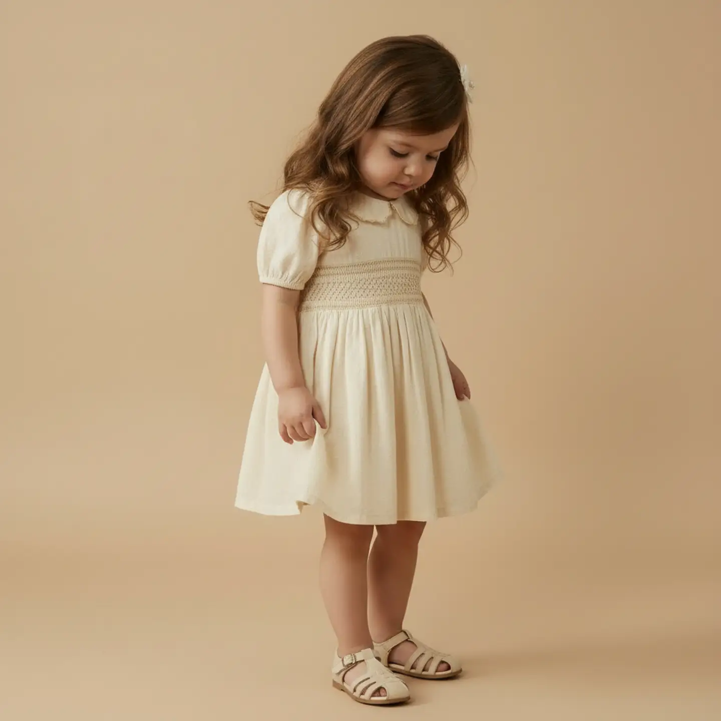 Makemake Organics Smocked Collar Dress - Butter Yellow - Image 3