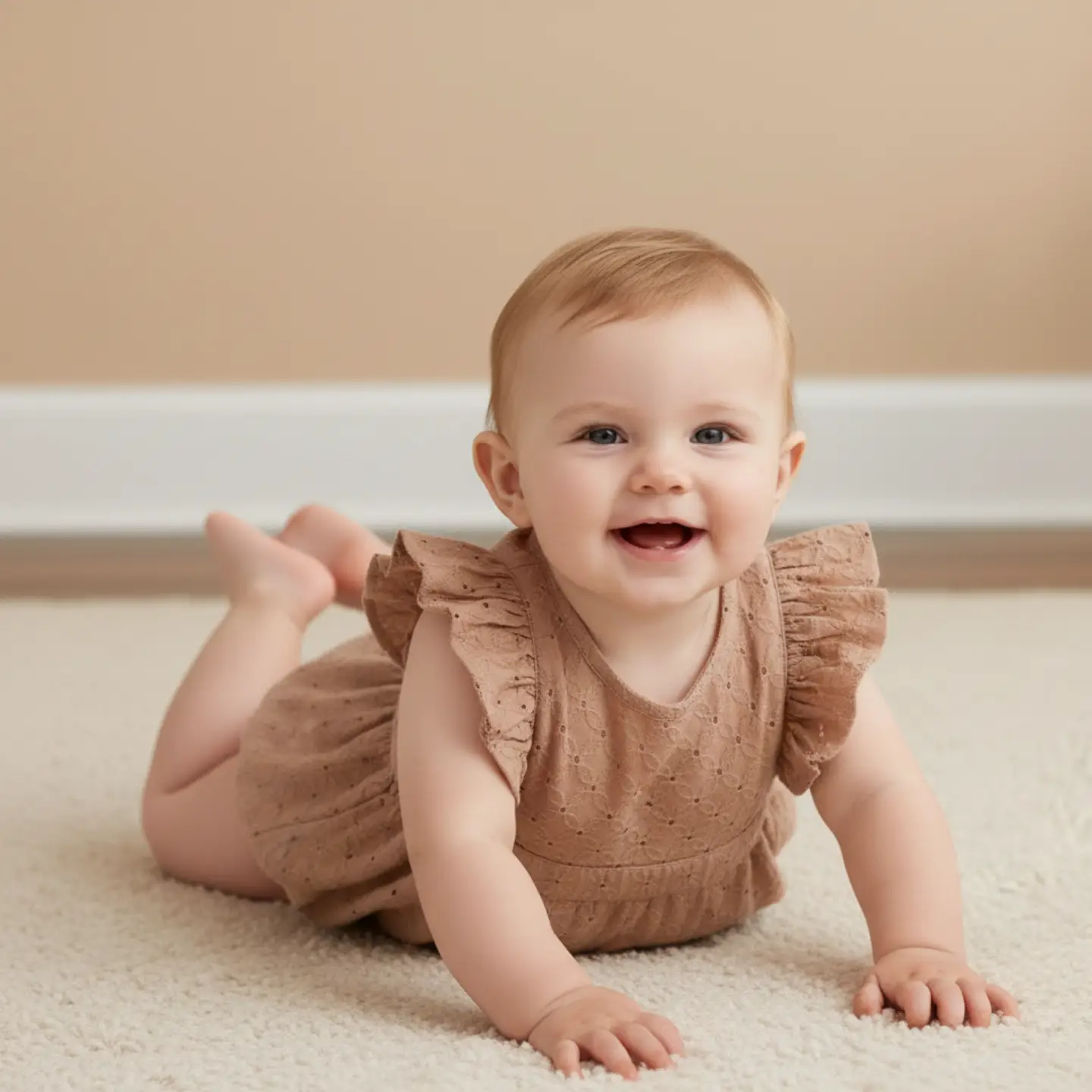 Makemake Organics Eyelet Flutter Romper - Clay Eyelet - Image 3