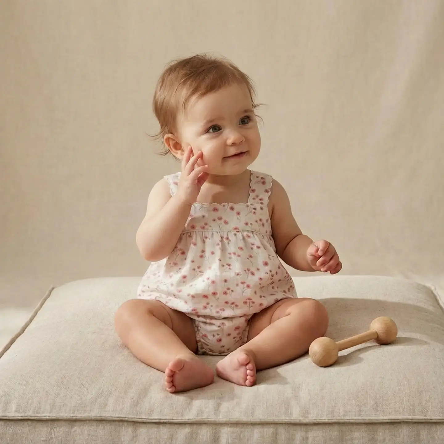 Makemake Organics Scalloped Top and Bloomer Set - Pink Bloom - Image 2