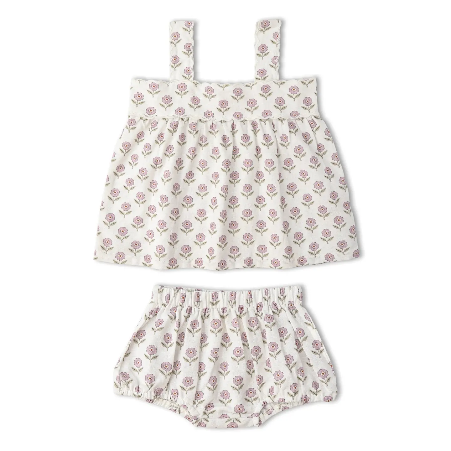 Makemake Organics Scalloped Top and Bloomer Set - Lavender