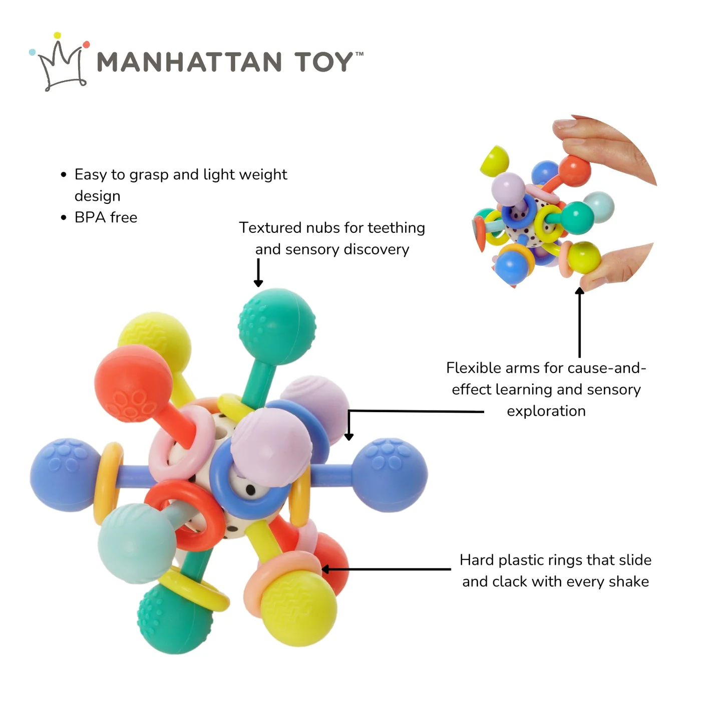 Manhattan Toy Atom Colorpop Teether Toy - Image 3